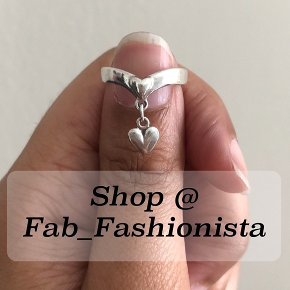 Sterling silver dangle heart ring size 4 - Picture 10 of 11